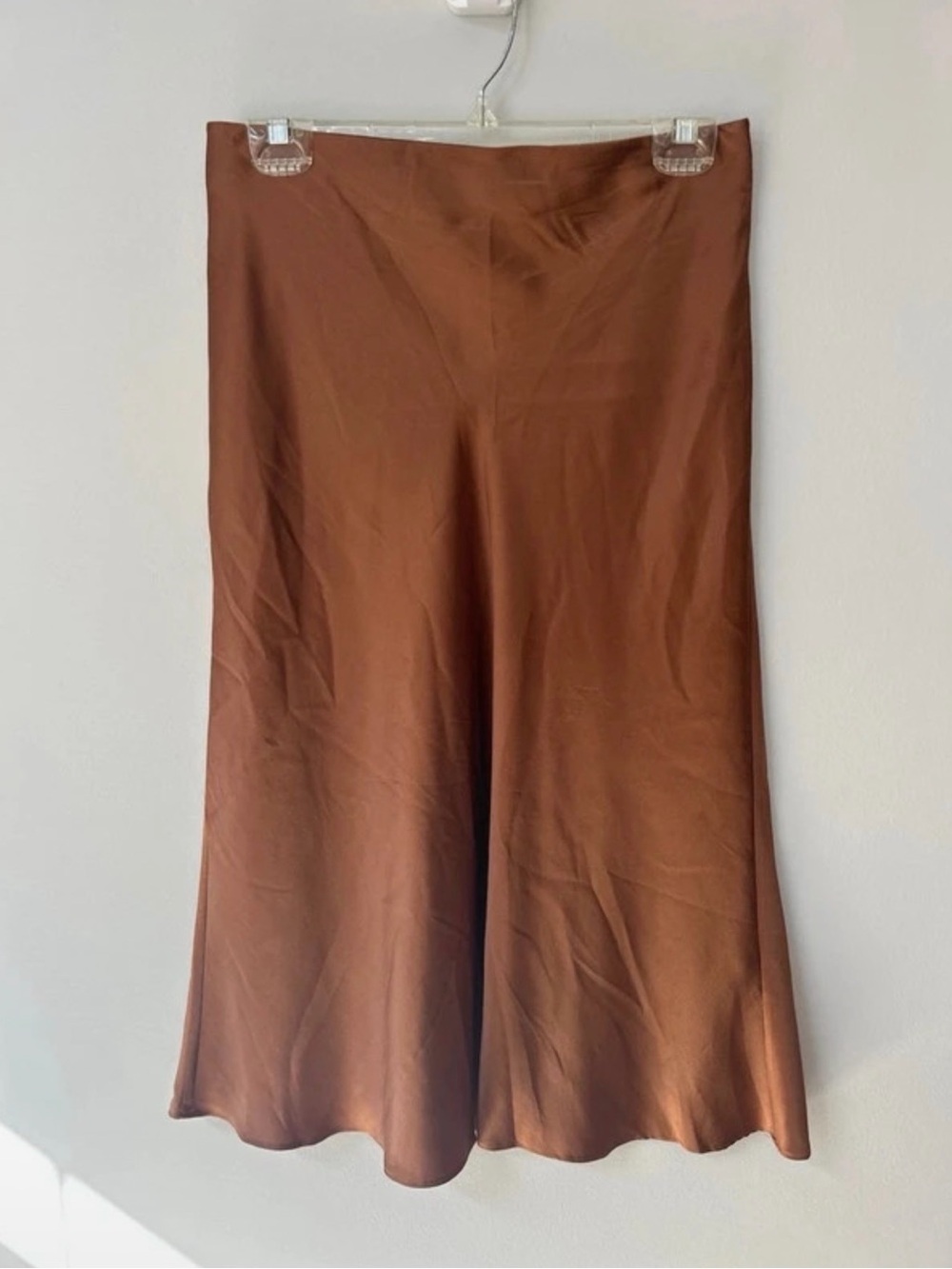 Quince 100% silk Copper Bias Cut Midi Skirt